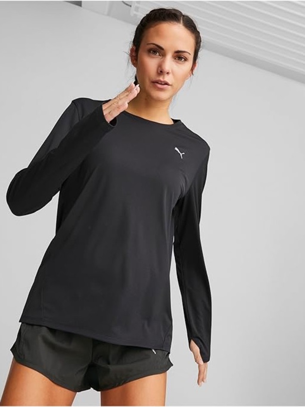 New PUMA Women's Long-Sleeve Performance Running Tee in Black, S